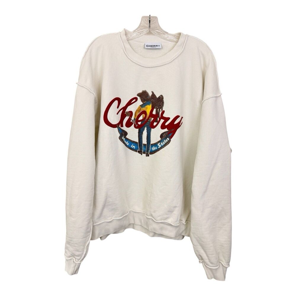 Cherry LA Made In The States Crewneck Sweatshirt Men’s Sz Large in Ivory